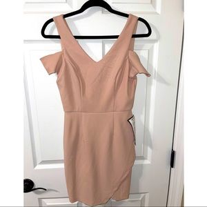 Blush Pink Shimmer, Cold Shoulder Cocktail Dress.